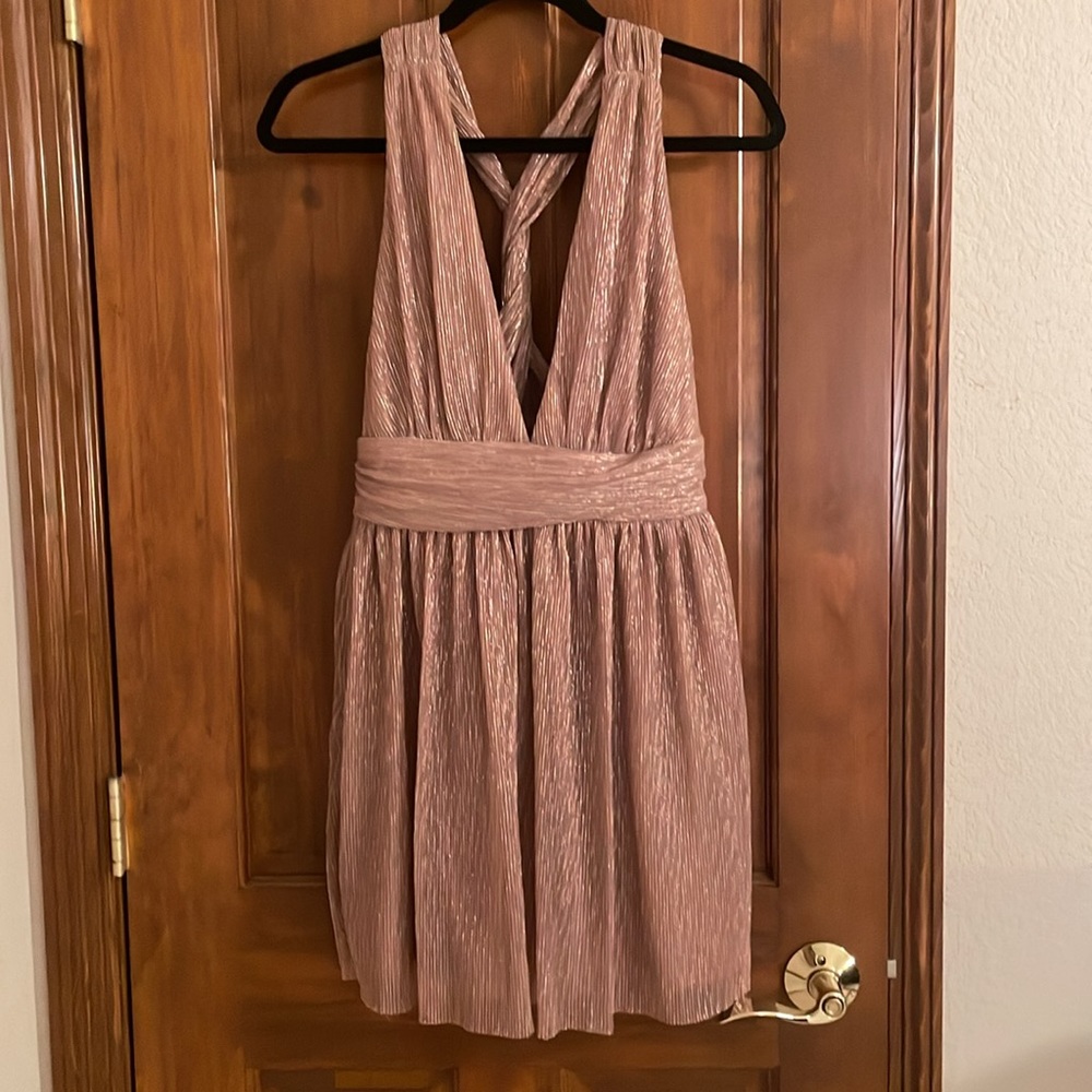 Lulus Rose Gold Ailey Skater Dress